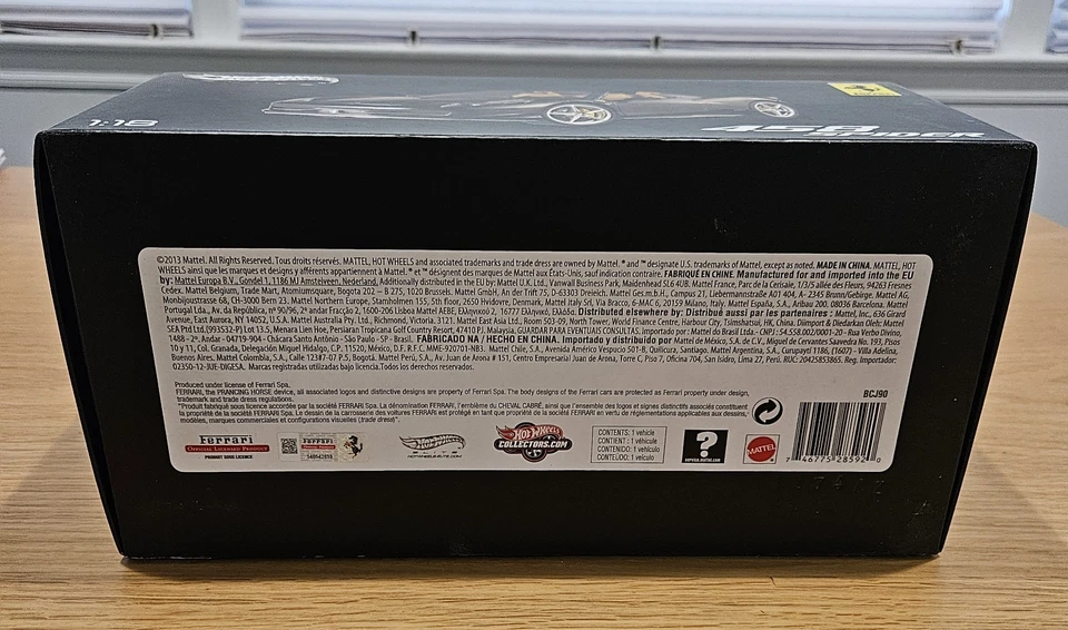 Hot Wheels Elite Ferrari 458 Italia Spider Negro 1/18 Diecas Foto 4 de 4