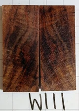 W111 Stabilized Spalted Black Walnut Stump Cut, Curl Knife/Axe/Gun Scale 2x5x3/8