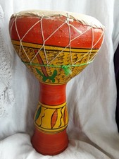 34cm Tunisian Djembe Drum Clay Base 8" Skin Head Terracotta Handmade Vintage