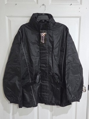 Xelement Motorcycle Rain Jacket Men s Large Black Adjustable Waist Waterproof