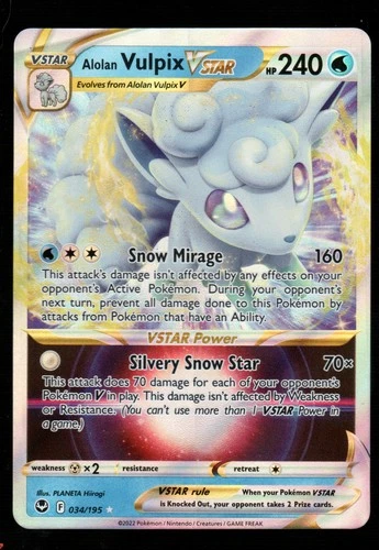 Pokemon Alolan Vulpix VSTAR SWSH12: Silver Tempest #034/195 NM
