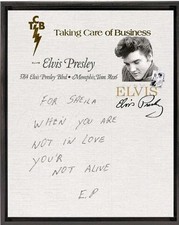 Elvis Presley Rare vintage 2, 8X10 Canvas letter in a Custom frame.