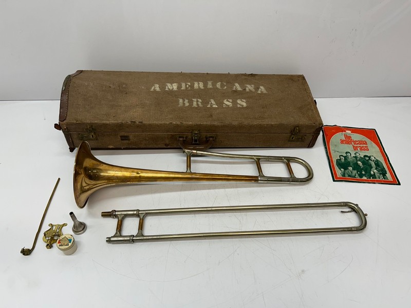 Vtg c1950s FE Olds & Son Recording Trombone 247874 As Is W/ Mouthpiece & Case
