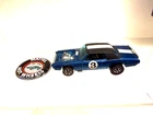 Vintage 1970 Hot Wheels Redline TNT-Bird Blue Spoilers Hong Kong W/ Metal Button