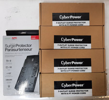 Lot of 5 Mixed Surge Protector Outlet Strips 4xCyberPower CSB706 1xAPC P10U2 