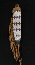 Sioux Tribe Native American Indian Beaded Knife Sheath Suede Leather Cover