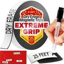 Magnetic Strips - 1 Inch x 25 Feet Magnetic Tape Roll - Blank Write On Magnet...
