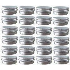 24 Pack 1 Oz/30ml Screw Top Round Aluminum Tin Cans Metal Tin Storage Jar Con...