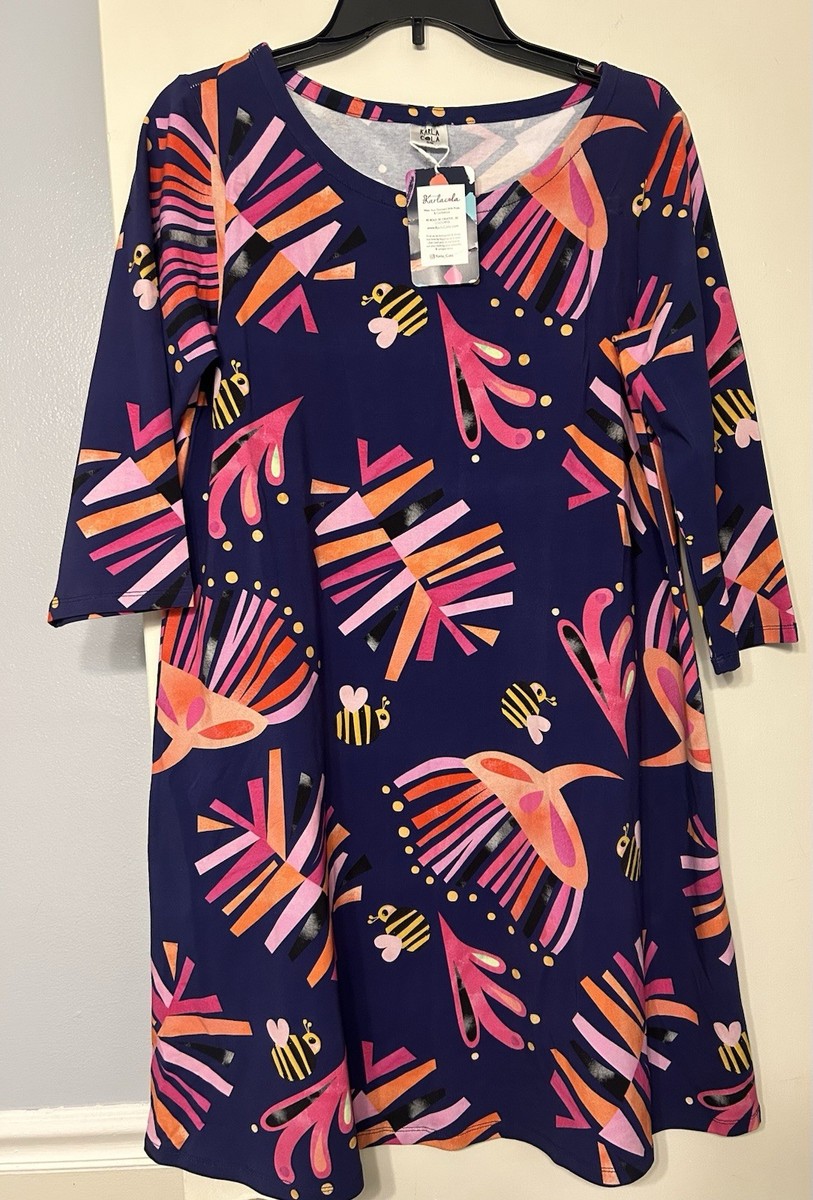 Karla Cola Meant To Bee Swing Dress Blue Size S/M Cotton Jersey NWT Karla Cola Meant To Bee Swing Dress Blue Size S/M Cotton Jersey NWT