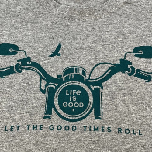 Life Is Good Men's Crusher Tee Sz S Let The Good Times Roll Handle Bar Graphic