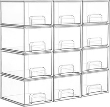 Vtopmart 12 Pack Small Clear Stackable Storage Drawers,Acrylic Bathroom Makeup