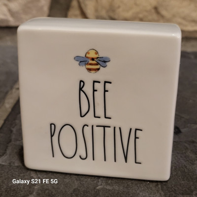Rae Dunn Desk block/shelf Sign Bee Positive Inspiration