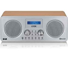 LOGIK Portable LCD Display DAB+ FM Bluetooth Aux-In Radio Silver/Wood L75DAB20 R