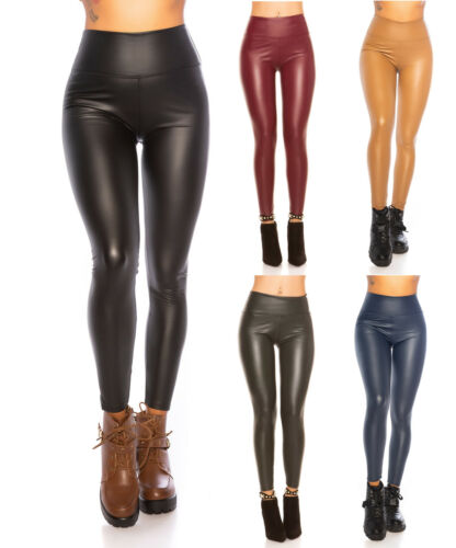 Curvy Girls Leggings Women's Wetlook Leather Look Thermal Leggings Pants  - Picture 1 of 30
