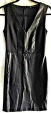 ZARA TRAFALUC Womens VEGAN LEATHER BLOCK DRESS BLACK SIZE SMALL