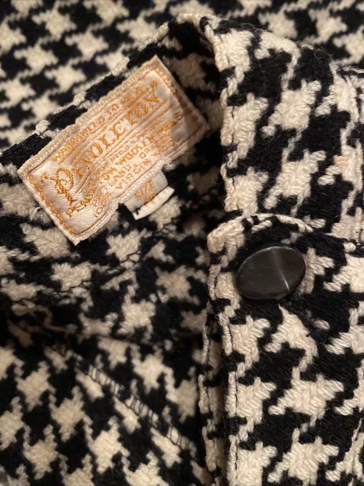 Vintage Virgin Wool Pendleton HOUNDSTOOTH Skirt VTG 16 Black White 26” Waist