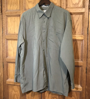 mens rayon polyester dress shirts City Streets Long Sleeve Gray Rayon Polyester Dress Shirt Top Men's Large  1052