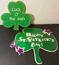 VTG St. Patrick  s Day Cardboard DieCuts Lot 2 Shamrocks  Luck o  the Irish  