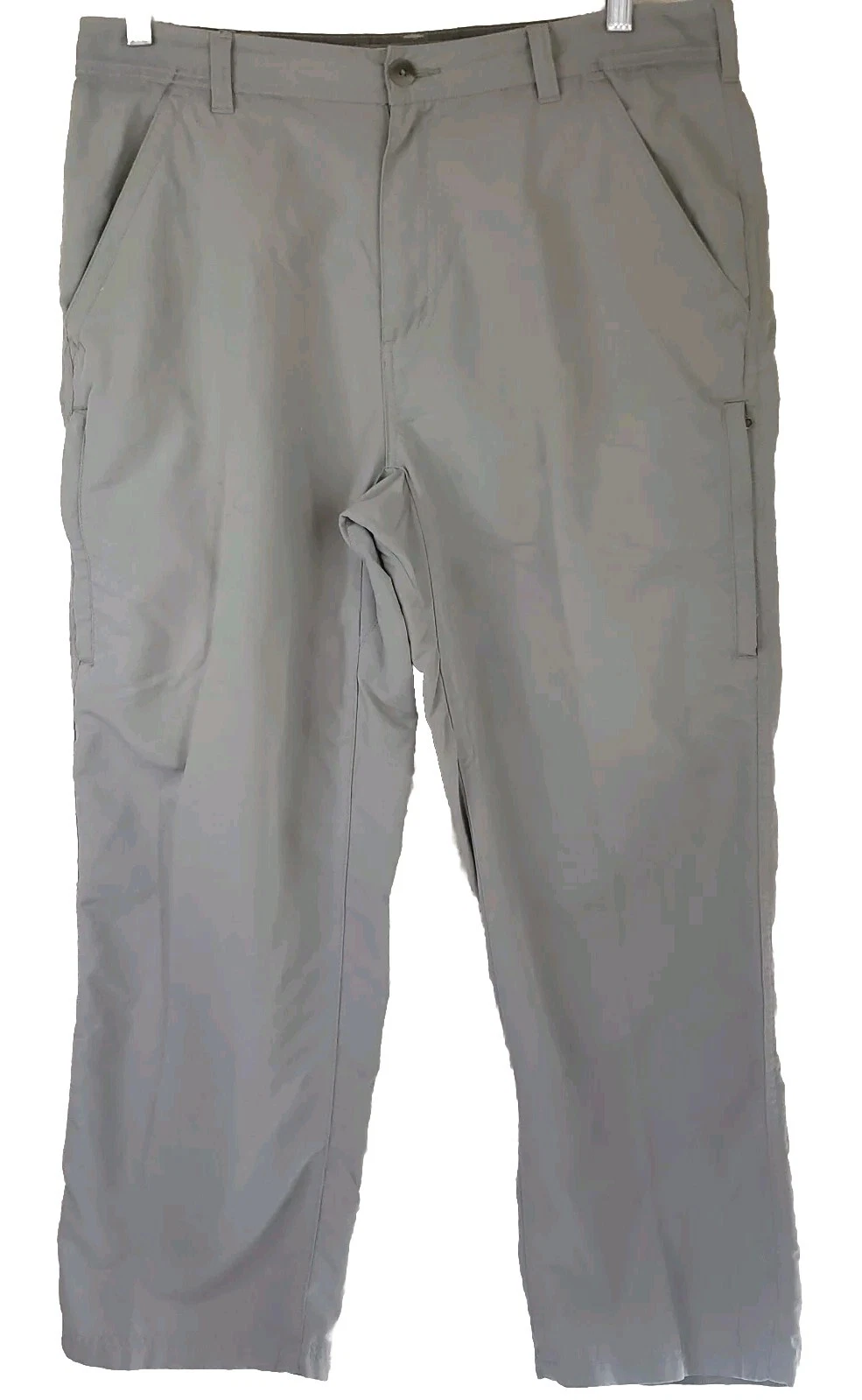 REI Hiking Casual Pants Mens 34x28 Gray Nylon Zipped Pockets UPF 50+ Lightweight