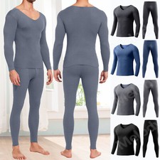 Men's Full Johns Thermal Underwear Set Warm Fleece Lined Base Layer Top Bottom