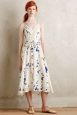 New Anthropologie Maeve Inkdrop Midi Dress size Small women MSRP: $168