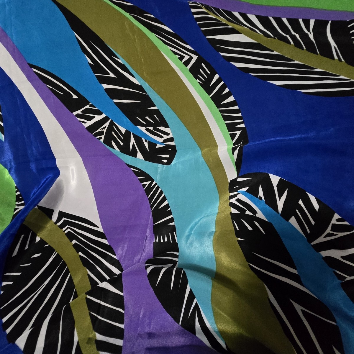 Bright Beautiful Abstract Square Poly Crepe Certa Vintage Scarf  31X31. View 2