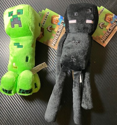 2014 Mojang AB MINECRAFT: 11'' Black Classic Enderman and 8'' Green Creeper Plush