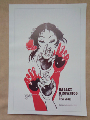Julio de Diego Ballet Hispanico New York Hands Dance Art Poster Print Vintage