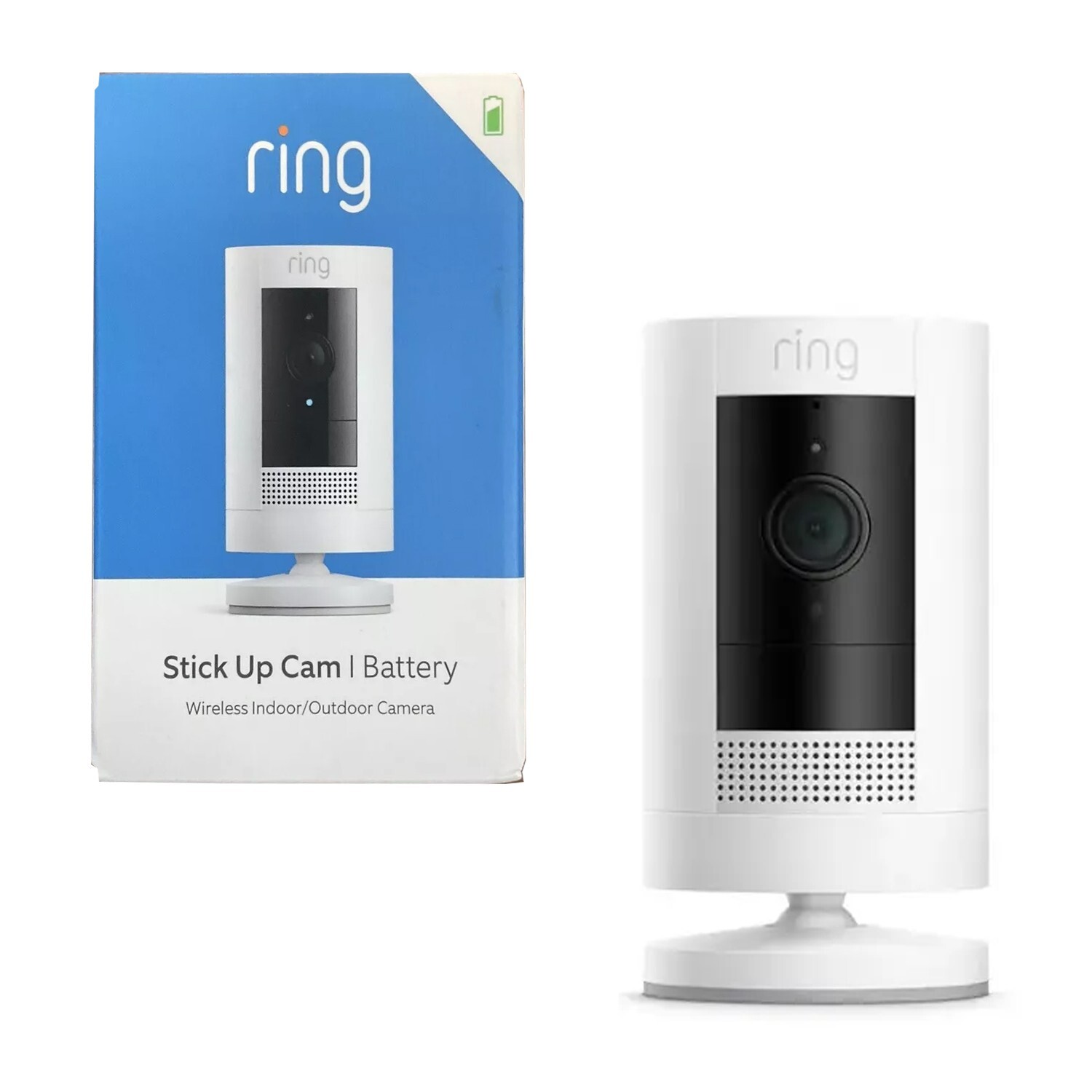 Wireless Ring Stick Up Security Camera 1080p for Indoor Outdoor Home Safety in White-image