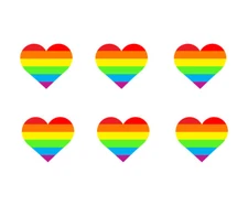 6 Mini Rainbow Heart Sticker Love Phone Laptop Helmet Decal LGBT Bi Gay Pride 