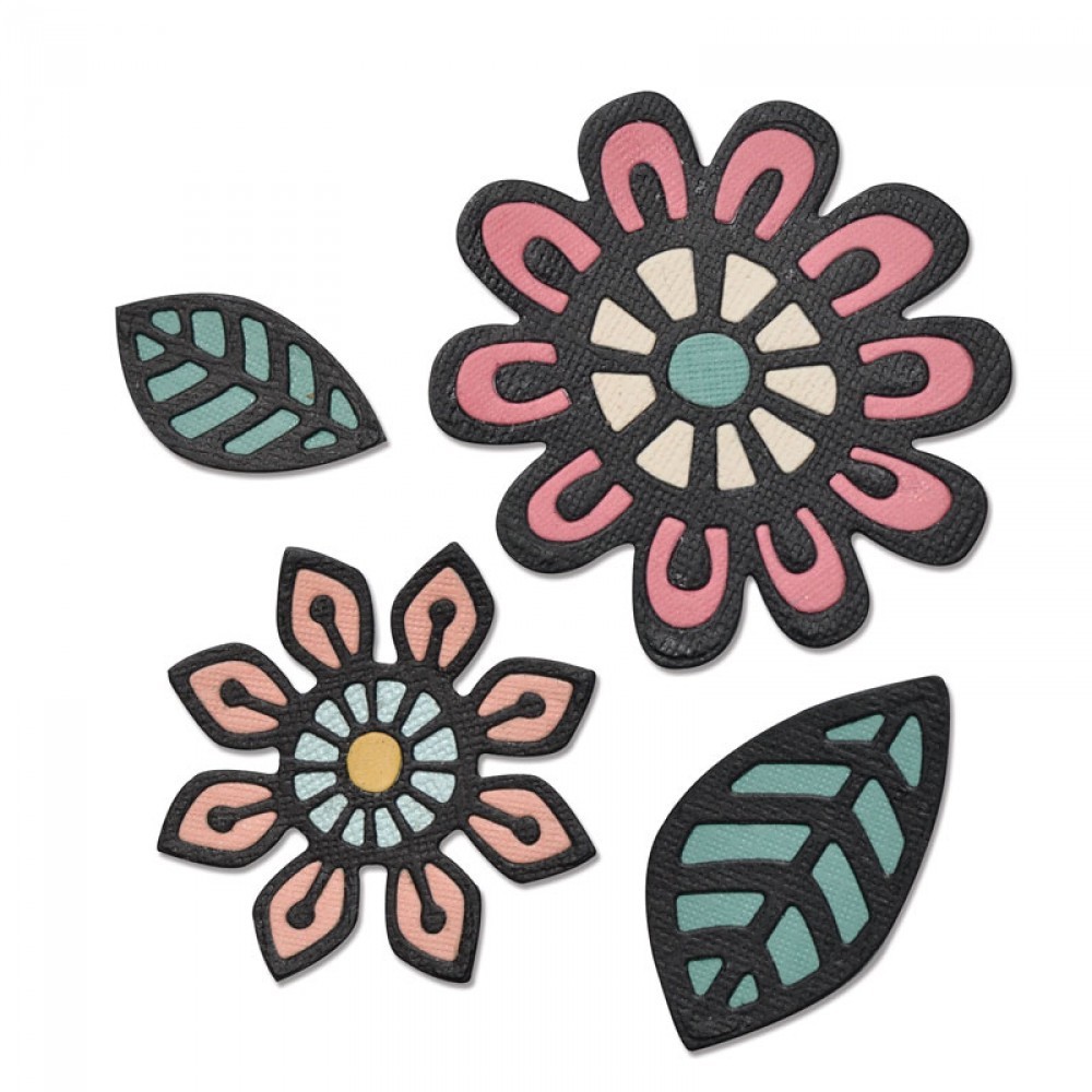 CLEARANCE SALE! Sizzix Thinlit Die - 4PK Intricate Native Florals : 660499