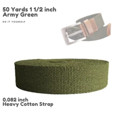 Army Green 1.5 inch 50 Yards Heavy Cotton Webbing Strap for Belt Sewing Bag Trim