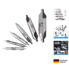 HSS Zentrierbohrer Set 6 Teile 60&deg; f&uuml;r Metall, pr&auml;zise, vielseitig