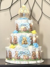 3 Tier Winnie The Pooh Diaper Cake Baby Shower Boy With Fairy Light