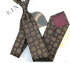 New Classic Polka Dot Brown JACQUARD WOVEN 100% Silk Men's Necktie Tie
