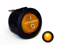 ILLUMINATED AMBER FULL LED ROUND ROCKER SPST SWITCH ON/OFF 12V 16AMP CAR RACE