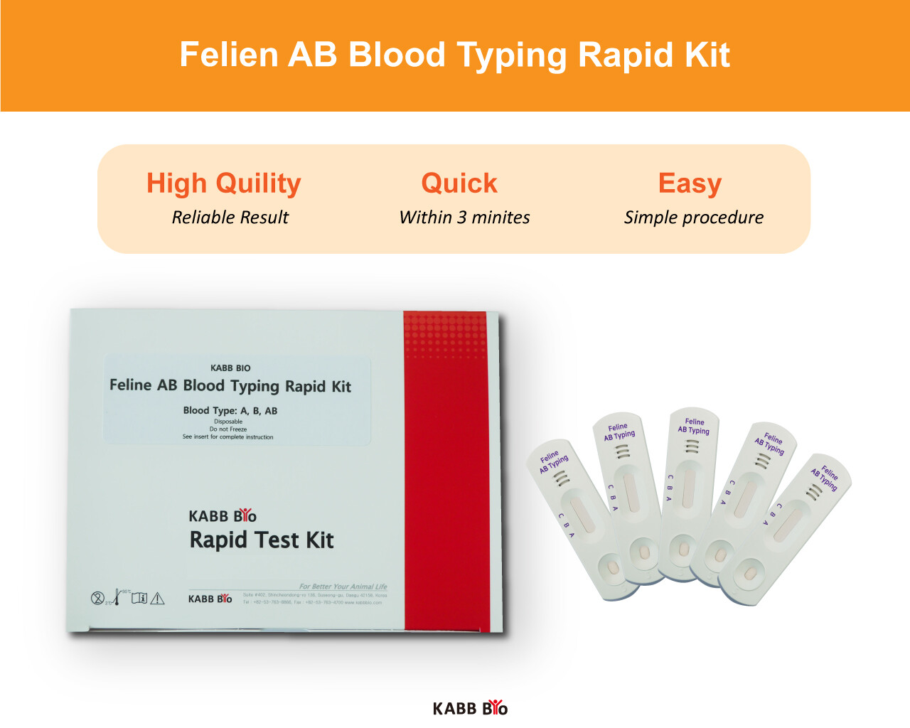 [L2J BIO] Feline AB Blood Typing Rapid Kit, Health Test Kit for Pet