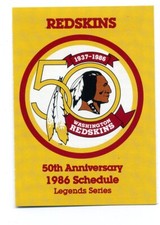 Vtg 1986 Washington Redskins Pocket Schedule By Frito-Lay w/ Wayne Millner