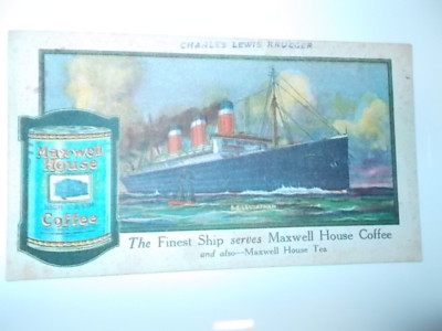 1900s SS Leviathan Passenger Steamer Postcard Maxwell House Coffee 