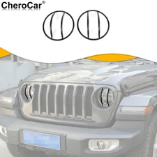Front Headlight Cover Lamp Trim Protector For Jeep Wrangler JL JT 2018+ Black