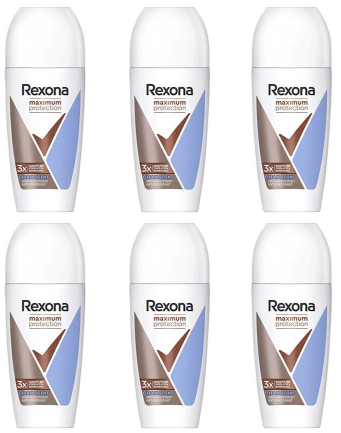 6x Rexona Maximum Protection Clean Scent Deo Roll-On Anti Transpirant 48h schutz