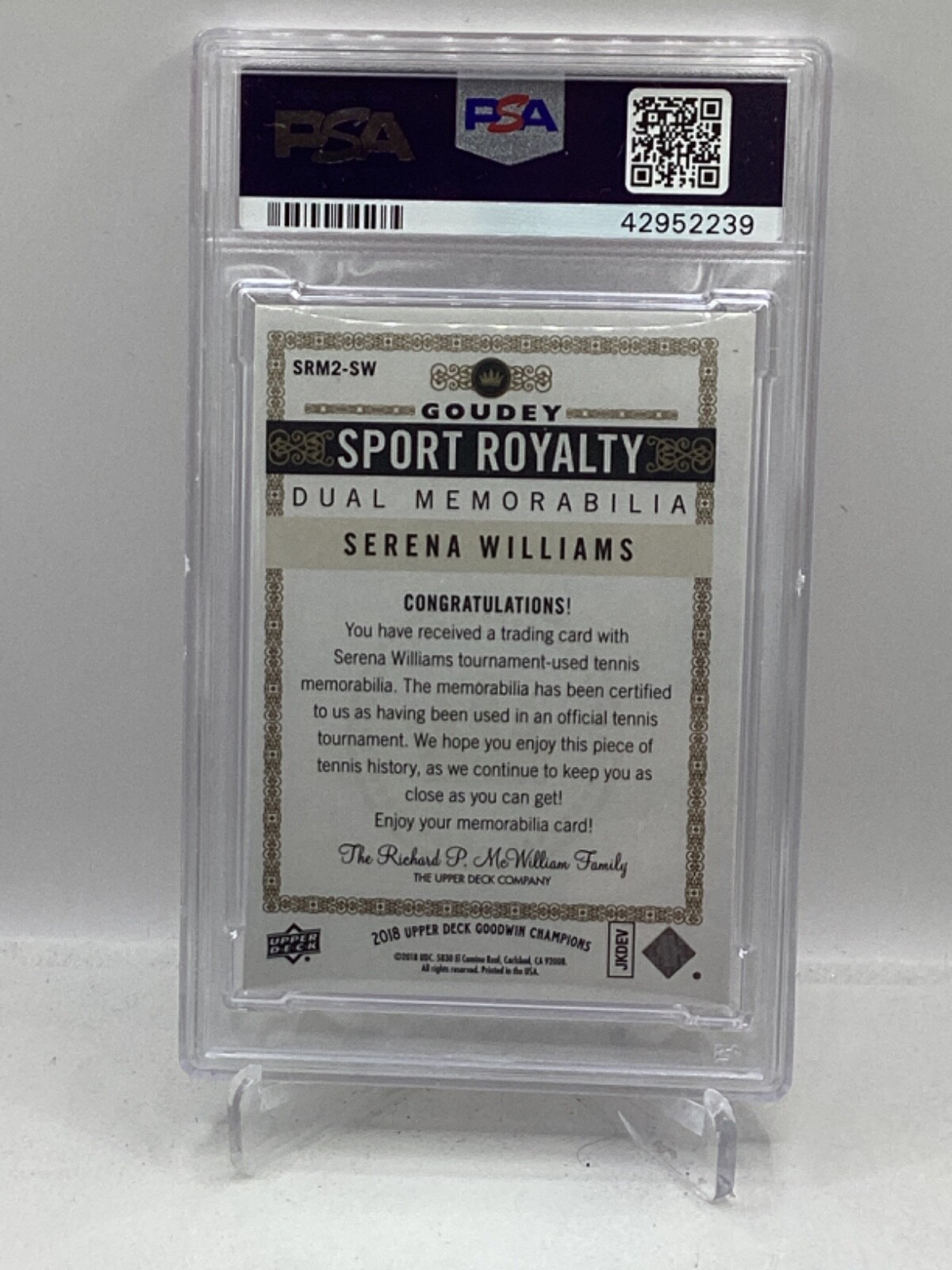 2018 Goodwin Sport Royalty Dual Mem. Premium 17/25 Serena Williams PSA 8 view 2