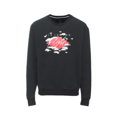 Nike Air Jordan Crew Sweatshirt Black Sweater Pullover Jumper Black Mens Men