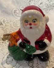 Vintage Santa Ornament Glossy w/ Wide Blue Ey...