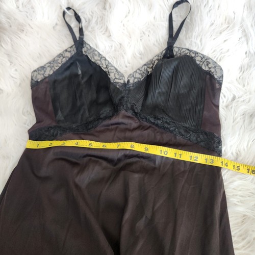 Vtg 60s Vanity Fair Black Lace Nylon Slip M Chifon Pleated Hem/Movie Star Look - Picture 5 of 15