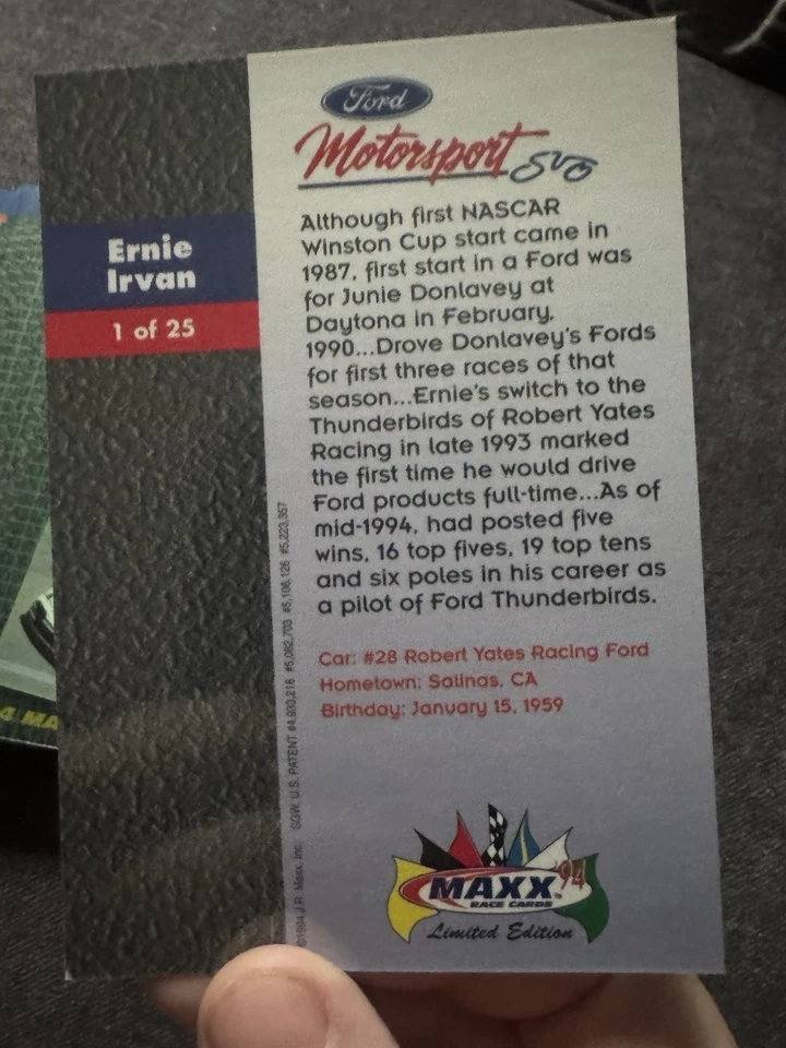 1994 MAXX motorsports Race Car Cards Limited Edition 1-25 - Image 3 of 4