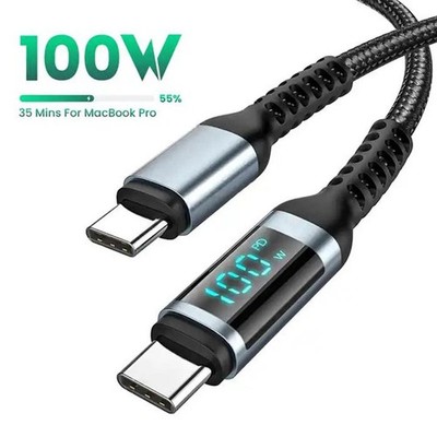 USB-C 100W Ladekabel PD LED Anzeige Schnelles Typ C Kabel für Macbook Samsung kg
