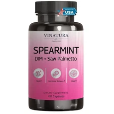 VINATURA Spearmint Leaf Capsules Supplement - Enhanced with DIM & Saw Palmetto,