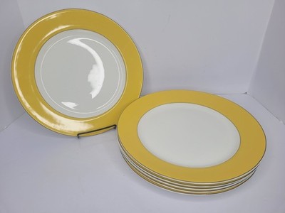 Set of 6 Kate Spade New York Rutherford Circle Yellow Dinner Plate 11 1/4'' Lenox