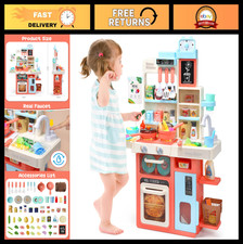 Kids Kitchen Playset with Sound  Light, Cooking Stove, Play Sink  Accessories